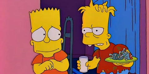Still from "Treehouse of Horror VII" episode of "The Simpsons," starring Bart Simpson and his evil twin.